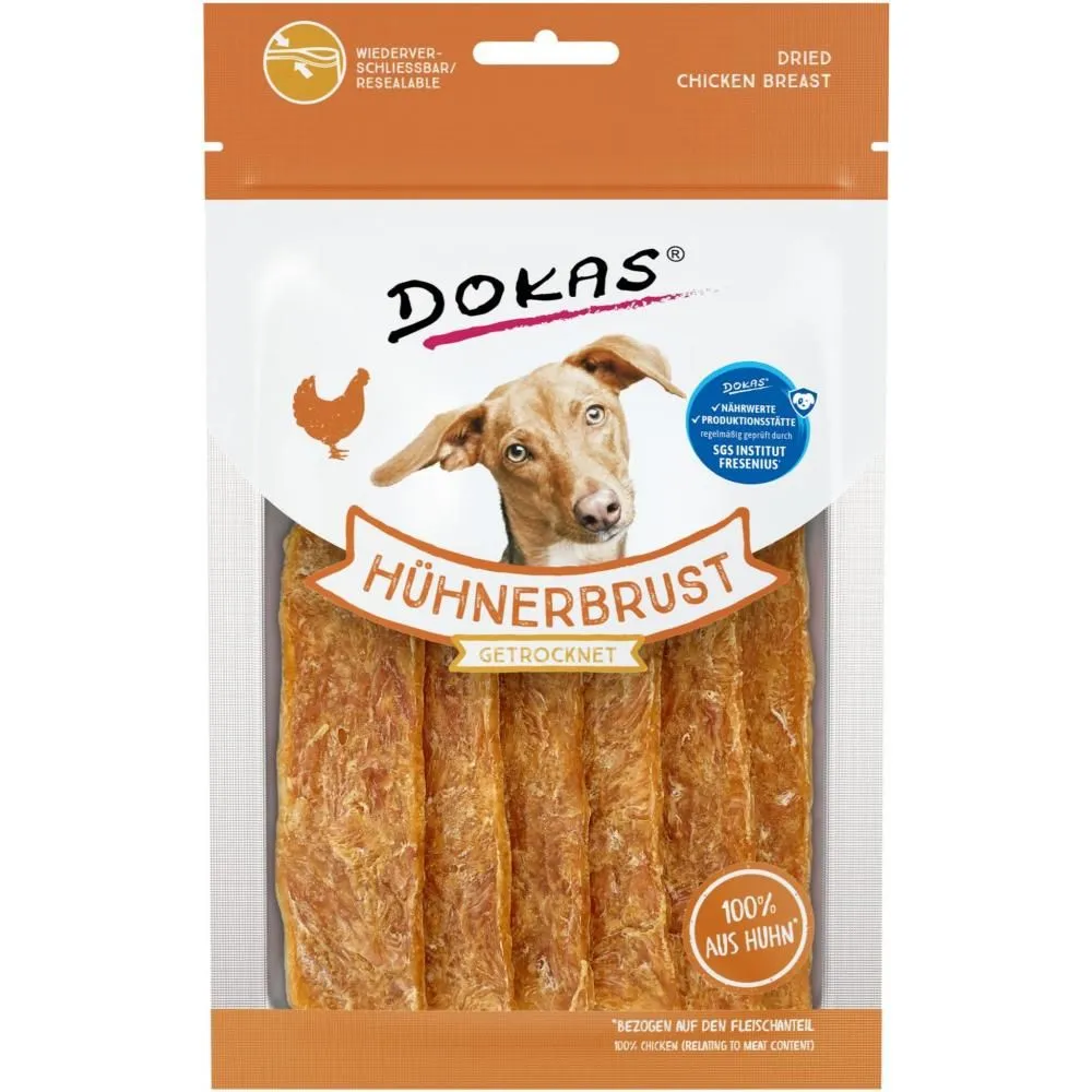 Dokas Tørret kyllingebryst 70 g - sunde hundesnacks af kylling